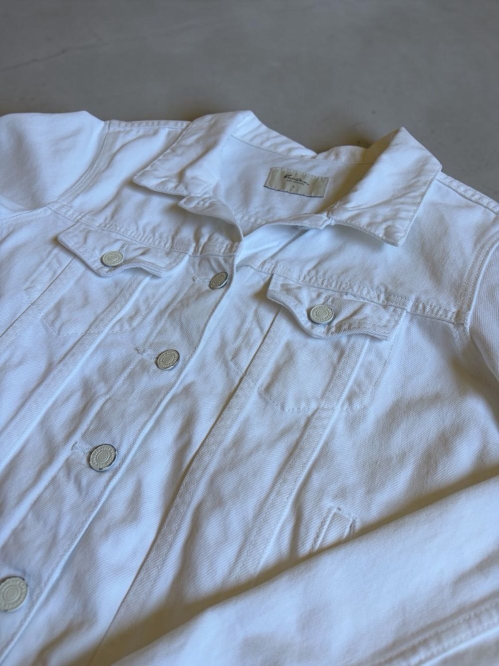 Kancan Delora Denim Jacket Women's Size L White Cotton Button Front Preppy Boho - Picture 12 of 16